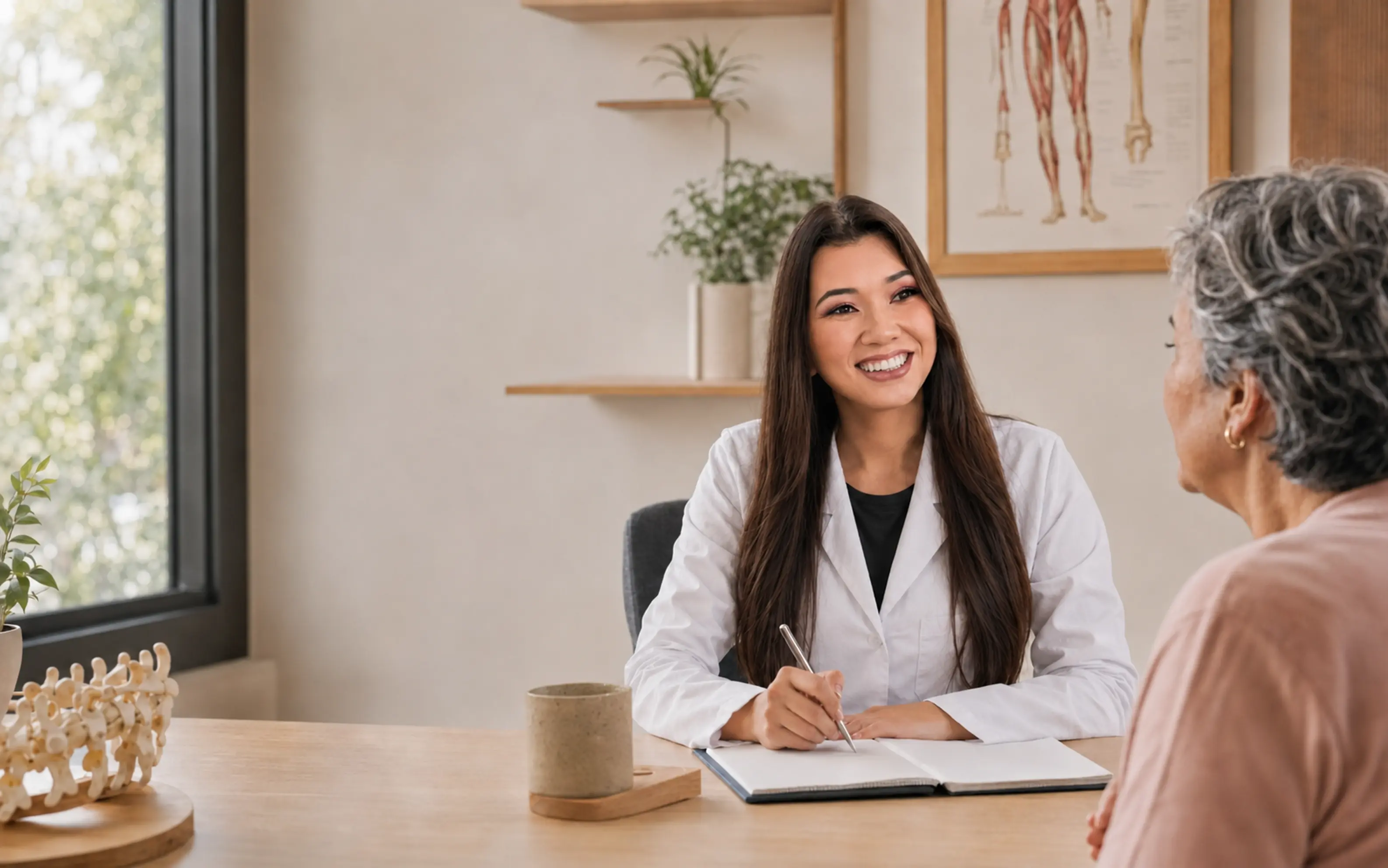 Clarissa Flores atendendo uma paciente em fisioterapia domiciliar